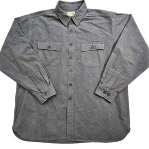 L.L. Bean Shirt Mens 50 Gray Long Sleeve Button Up Flannel Wool Heavyweight
